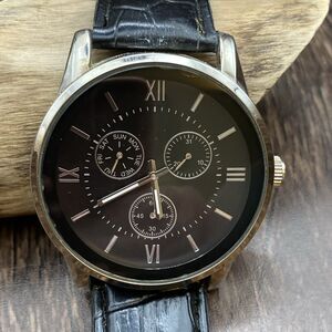 Allude FMDAL586 Silver Tone Black Chronograph Men's Watch New Battery